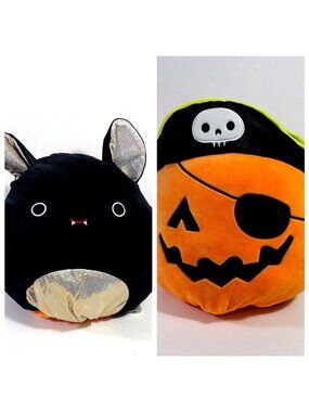 Kellytoy Flipamallows Reversible Halloween Pumpkin/Bat Plush Toy Orange Black